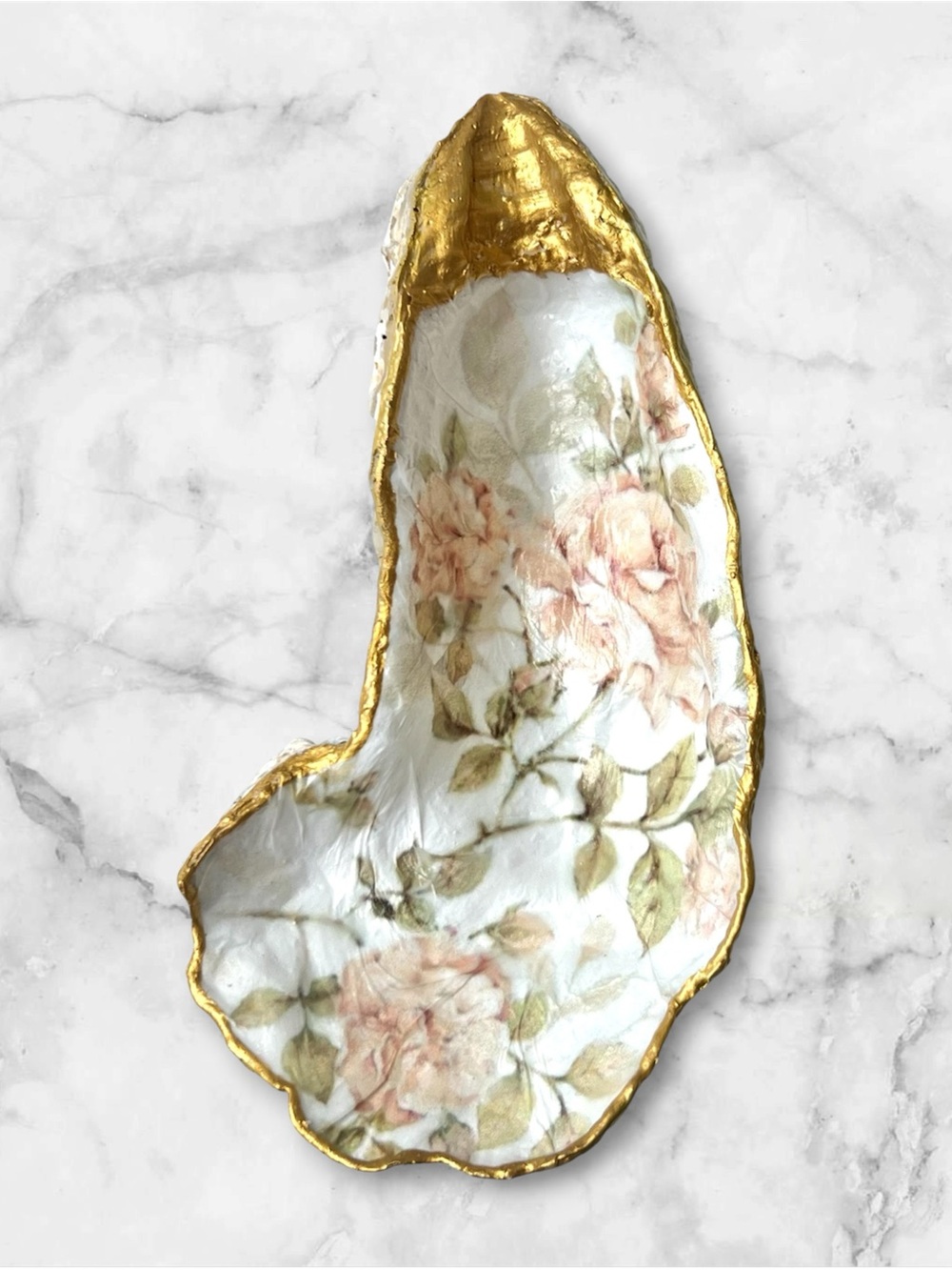 Dusty Pink Roses Vintage Style Oyster Shell Dish
